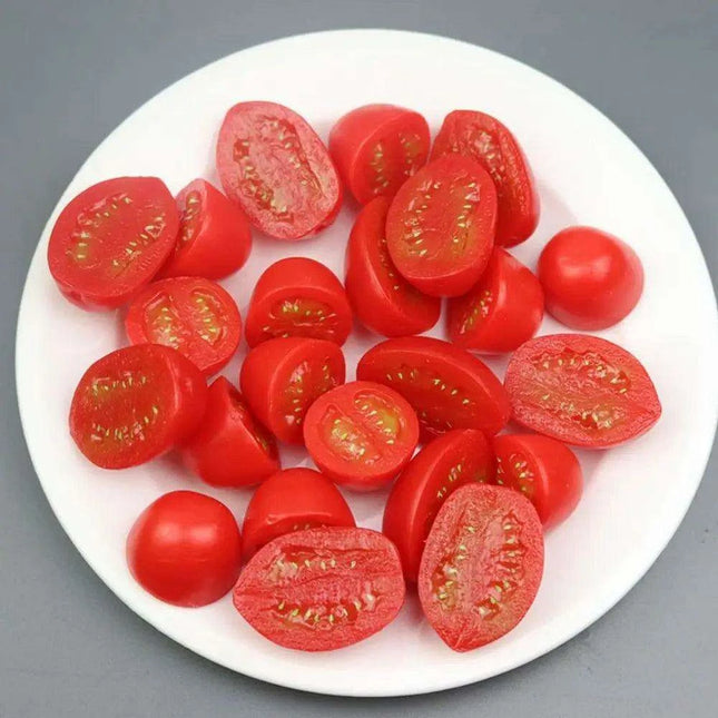 4-Piece Realistic Faux Cherry Tomatoes - Lifelike Decorative Fruit for Home Accent