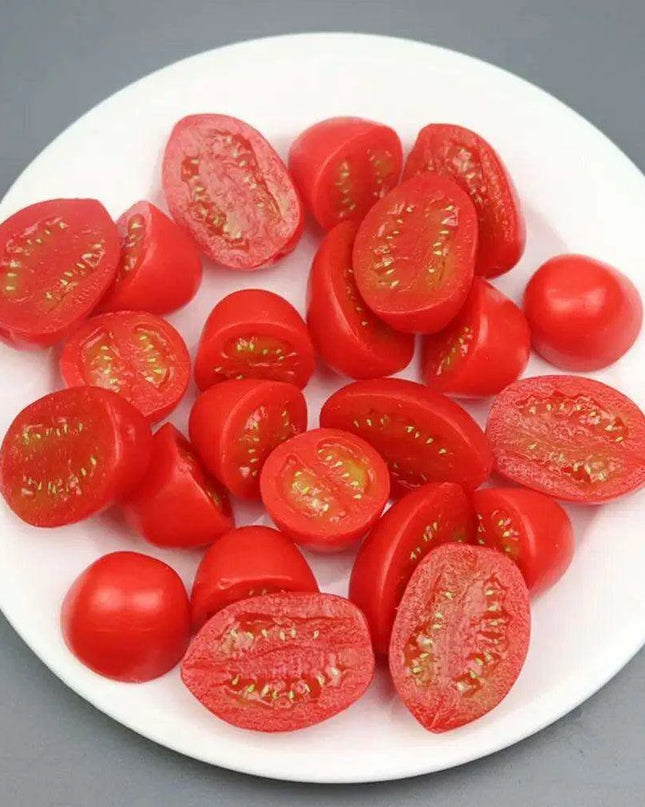 4-Piece Realistic Faux Cherry Tomatoes - Lifelike Decorative Fruit for Home Accent