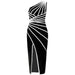 Nightlife Elegance: Striking One-Shoulder Striped Bandage Dress for Glamorous Evenings