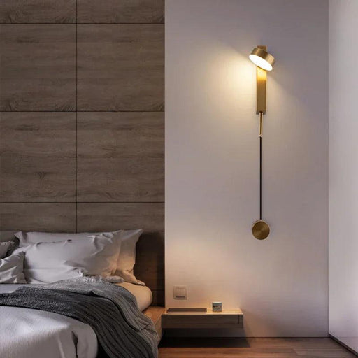 Modern LED Wall Sconce with Knob Switch - Elegant Bedroom & Indoor Illumination