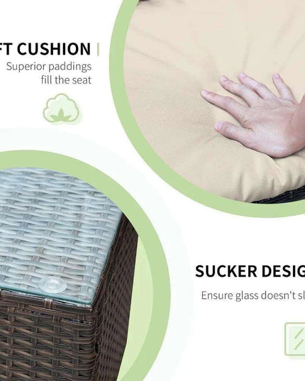 Brown and Beige Lightweight 3-Piece Rattan Outdoor Seating Set with Cushions