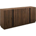Sleek Contemporary Dark Walnut 4-Door Cutlery Storage Cabinet with Adjustable Shelves - Modern Design, 15.75" Deep x 70" Wide x 31" High, Free Shipping Included