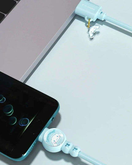 Sanrio Hello Kitty Kuromi Type C Fast Charging Cable - Cinnamoroll Design for iPhone, Huawei, Xiaomi - 100mm Length - TPE + PVC Material - Perfect Gift Boxed