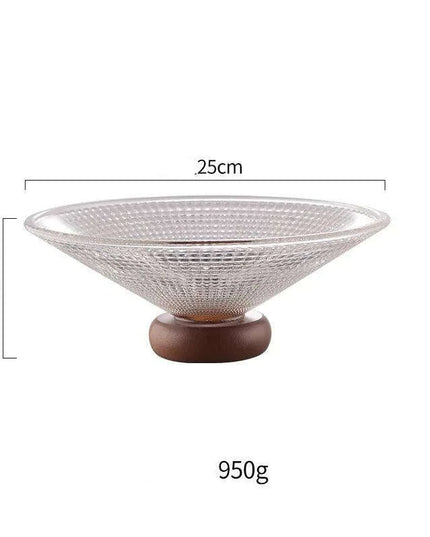 Chic Elevated Glass Fruit Display with Premium Rubber Wood Base for Stylish Dining Enhancements