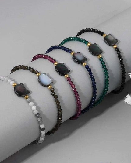 Charming Cat Lovers Beaded Bracelet - Colorful 3mm Jewelry Gift for Women and Girls