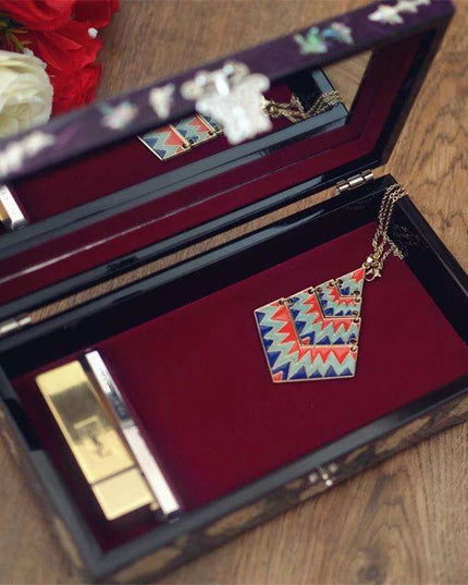 Elegant Mother of Pearl Jewelry Chest - Artisanal Wooden Organizer