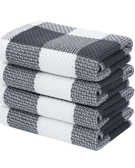Elegant Cotton Waffle Weave Kitchen Towel and Scrubbing Pad Collection