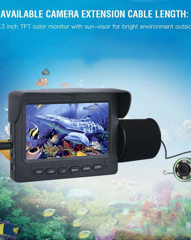 4.3-Inch HD Color Underwater Fishing Camera with 15m Cable and Night Vision LED Lights for Ultimate Exploration