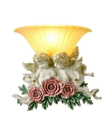 Charming Vintage Angel LED Wall Light - Contemporary Resin Home Accent Fixture