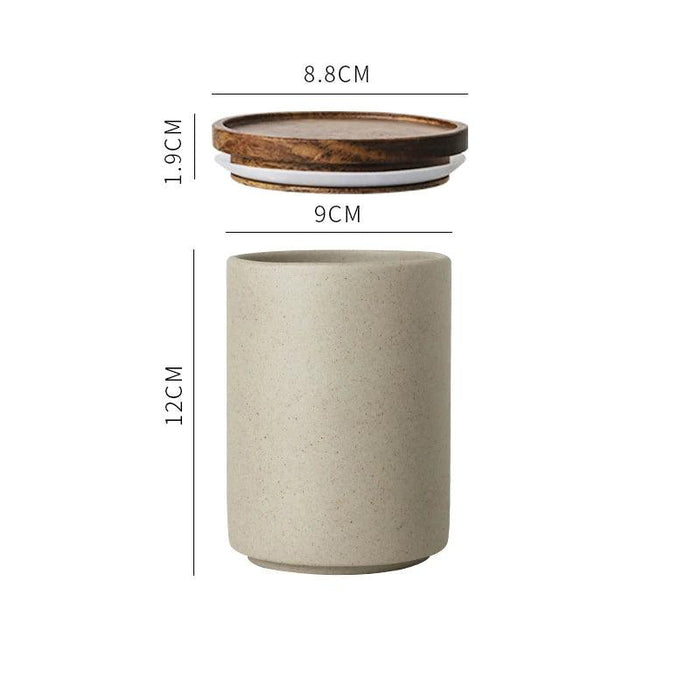 Vintage-Inspired Ceramic Canister Set with Airtight Wooden Lids for Tea and Coffee Storage