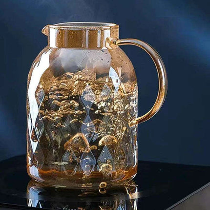 Amber Elegance: Stunning Glass Teapot with Yixing Clay Kettle and Built-in Strainer