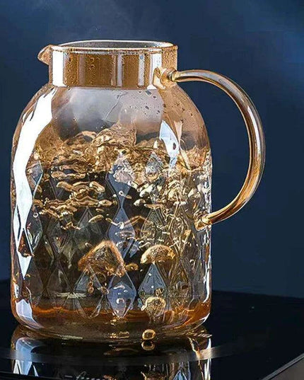 Amber Elegance: Stunning Glass Teapot with Yixing Clay Kettle and Built-in Strainer