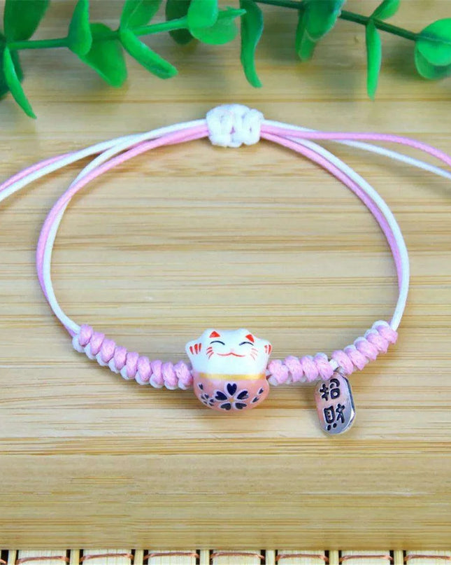 Charming Kawaii Cat Couple Love Bracelet – Adorable Braided Accessory from Japan