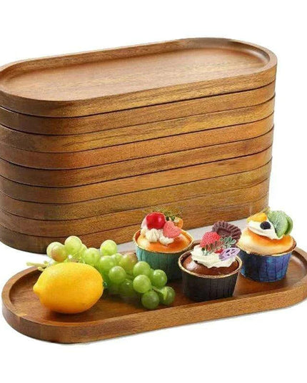 Japanese-Inspired Solid Wood Round Dessert Serving Plate - Ideal for Snacks & Dried Fruits