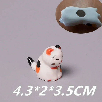 Charming Maneki Neko Ceramic Chopsticks Rest - Infuse Your Dining Experience with Japanese Good Fortune