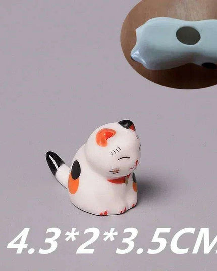 Charming Maneki Neko Ceramic Chopsticks Rest - Infuse Your Dining Experience with Japanese Good Fortune