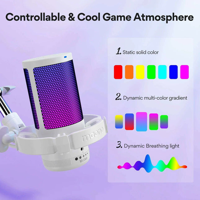 Gamerwave DGM20S Pro RGB USB Gaming Microphone - Customizable Lighting with Superior Audio Quality