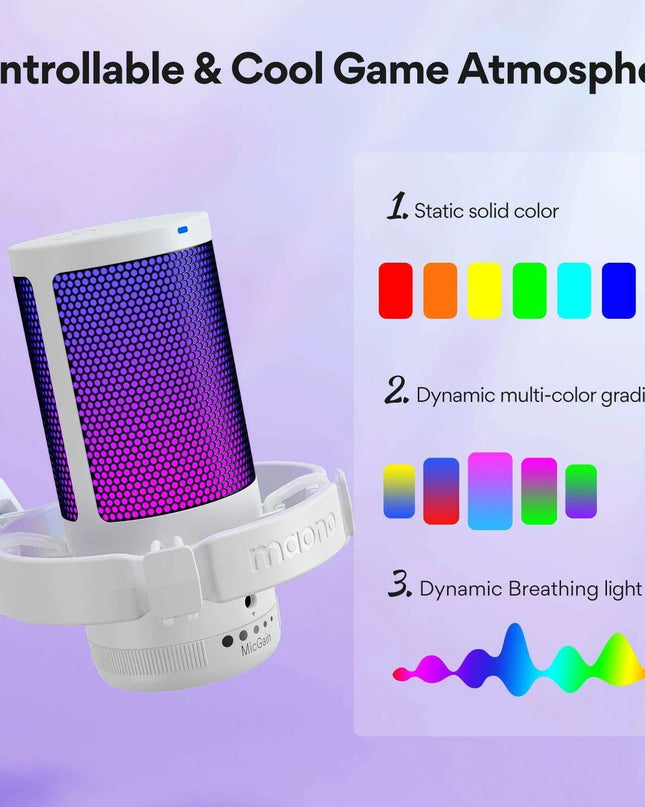 Gamerwave DGM20S Pro RGB USB Gaming Microphone - Customizable Lighting with Superior Audio Quality