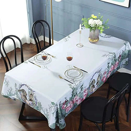 Easter Floral Bunny Spill-Resistant Table Cover for Spring Events and Weddings