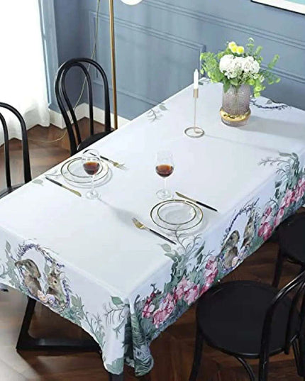 Easter Floral Bunny Spill-Resistant Table Cover for Spring Events and Weddings