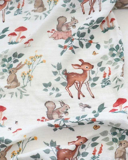 Bamboo Cotton Muslin Baby Swaddle Blanket - Adorable Animal Print for Cozy Comfort