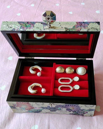Stunning Abalone Inlay Mother of Pearl Jewelry Organizer - A Luxurious Haven for Treasured Keepsakes