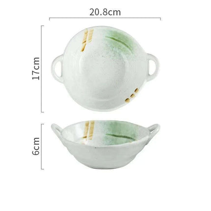 Elevated Dual-Compartment Ceramic Bowl for Ramen, Bibimbap, Soups, and Noodles in Fine Dining Settings