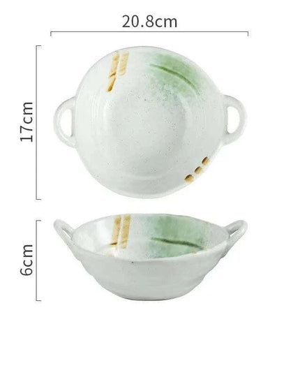 Elevated Dual-Compartment Ceramic Bowl for Ramen, Bibimbap, Soups, and Noodles in Fine Dining Settings