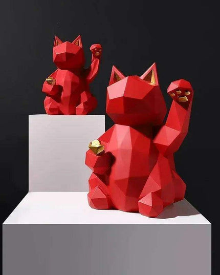 Chic Nordic Lucky Cat Statues - Modern Feng Shui Decor for Home and Office