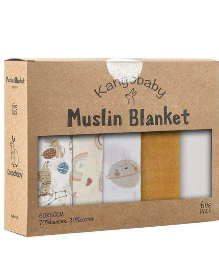 Kangobaby Luxurious 5-Piece Baby Blanket Set - Soft Bamboo Cotton Comfort for Your Baby