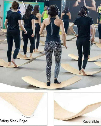 Natural Wood Wobble Board - 35 Inch Balance Rocker for All Ages