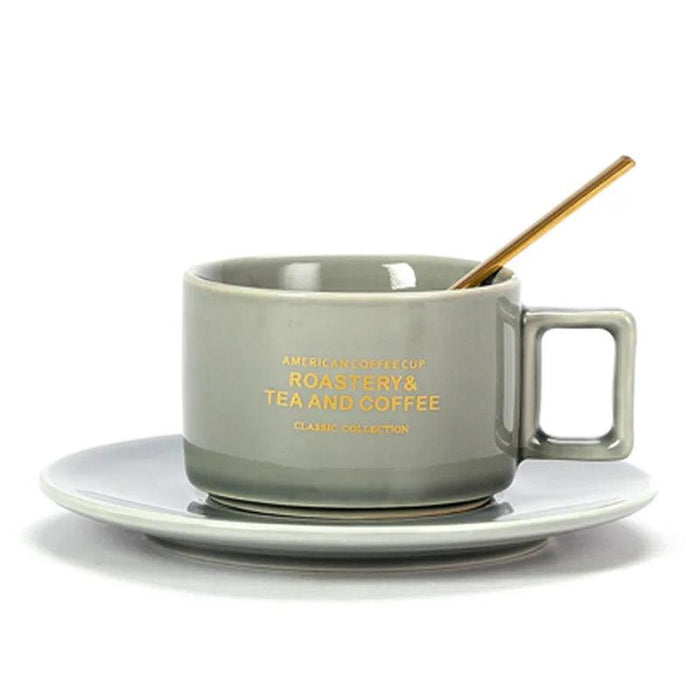 Luxurious Hand-Painted European Ceramic Coffee Mug Set with Gold Detailing - 110ml