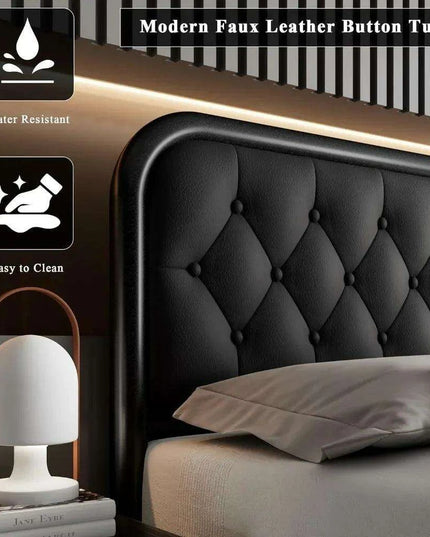 Stylish Faux Leather Bed Frame with Sturdy Support and Smart Under-Bed Storage Solutions