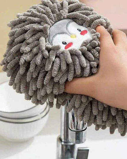 Plush Chenille Animal Hand Towels with Loop - Soft Microfiber for Quick-Drying