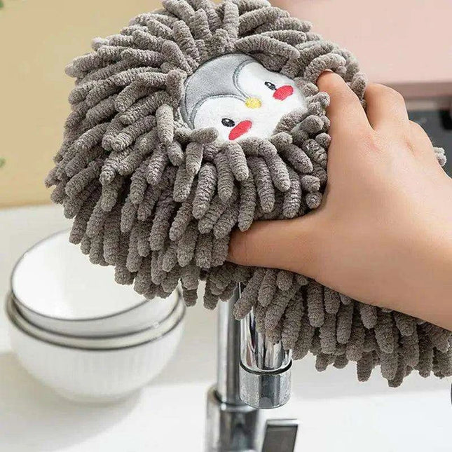 Plush Chenille Animal Hand Towels with Loop - Soft Microfiber for Quick-Drying