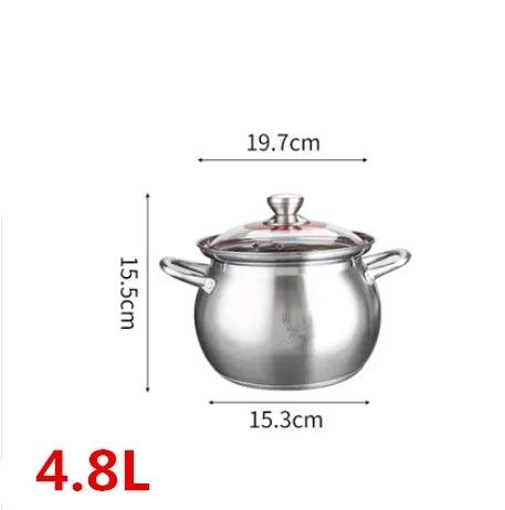 Versatile 304 Stainless Steel Large Soup Pot - Perfect for Gas and Induction Cooking