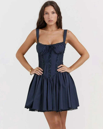 Suninheart White Lace Spaghetti Strap A-line Dress - Effortless Summer Elegance