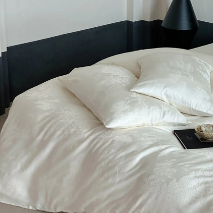 Long Staple Cotton Jacquard Bedding Set – Luxury Duvet Cover, Bedsheet & Pillowcases
