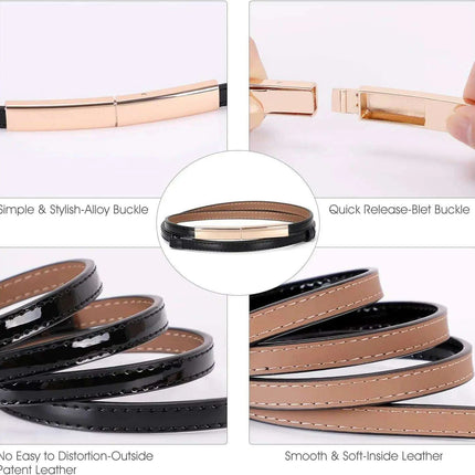 Colorful Women's Leather Belt with Elegant Gold Buckle - Perfect Accessory for Any Outfit