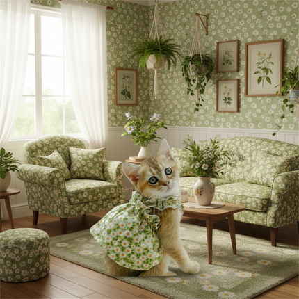 Sphynx Cat Floral Suspender Dress