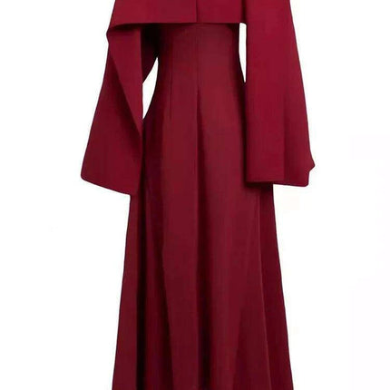 Backless Evening Gown with Long Sleeves and Unique Patchwork for Women