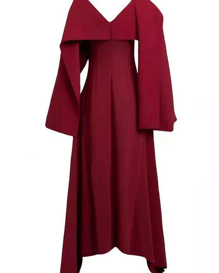 Backless Evening Gown with Long Sleeves and Unique Patchwork for Women