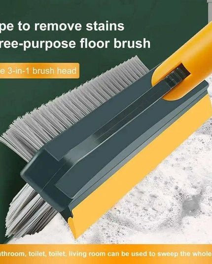 Versatile 3-in-1 V-Shaped Floor Scrub Brush with Adjustable Telescopic Handle for Superior Cleaning Performance