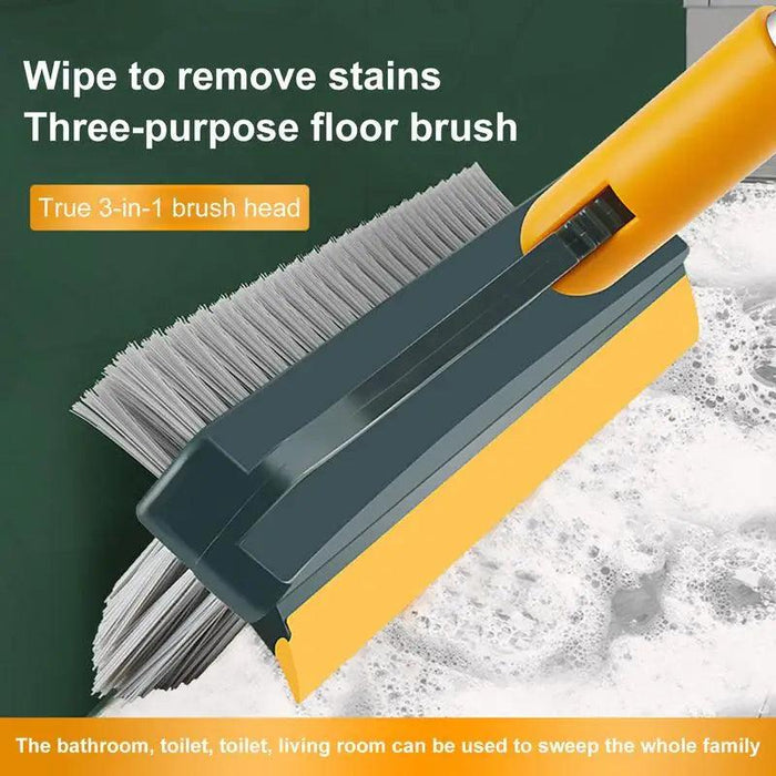 Versatile 3-in-1 V-Shaped Floor Scrub Brush with Adjustable Telescopic Handle for Superior Cleaning Performance