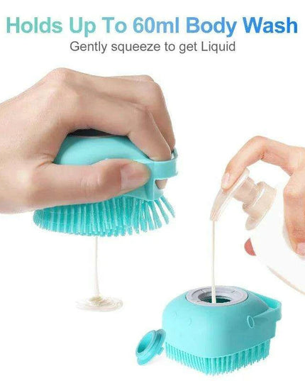 Silicone Pet Grooming Brush with Shampoo Dispenser - 2.7oz Capacity for Easy Bathing