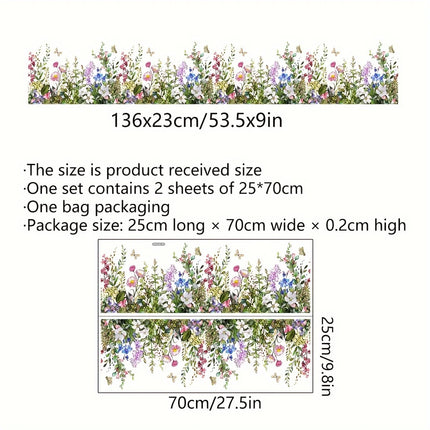 Floral Botanical Wall Stickers - Removable Vinyl Decals (2 Sheets)