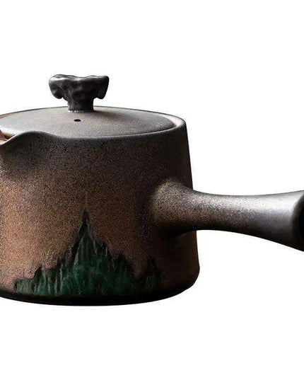 Elegant Gilt Ceramic Teapot with Comfortable Side Handle for Authentic Chinese Tea Ceremony