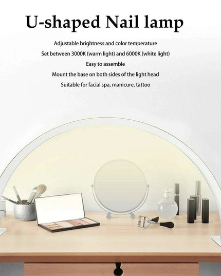 Sleek Half-Moon LED Nail Lamp with Customizable Brightness and Glamorous Rhinestone Design for Salon Professionals