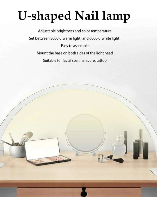 Sleek Half-Moon LED Nail Lamp with Customizable Brightness and Glamorous Rhinestone Design for Salon Professionals