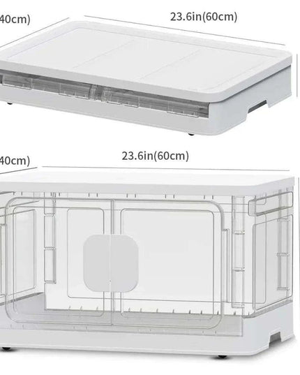 Collapsible 18-Gallon Storage Bin with Clear Access Doors and Rolling Wheels - Optimize Your Organization!